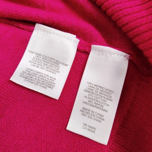 Jones New York Luxe Women's Cardigan Size XL Pink Merino Wool Barbiecore Elegant - Picture 5 of 13